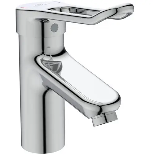 Chromene Armatur mit Bügelgriff und Auslauf. Ideal Standard Design, geeignet für Badezimmer- oder Kücheneinbau. Klarer Wasserfluss durch integrierte Auslauftechnologie.